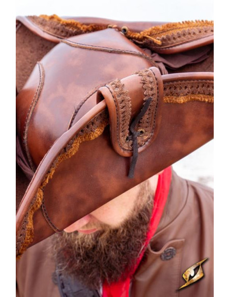 Chapéu de pirata marrom em couro...