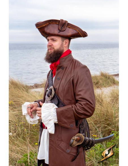 Chapéu de pirata marrom em couro...