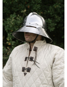 Gambeson longo acolchoado com enchimento de lã, cor natural