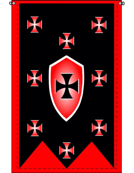 Banner medieval preto-vermelho com...