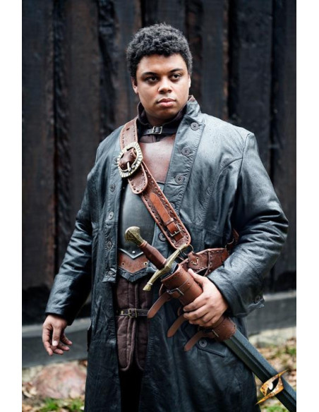 Hellsing casaco longo de couro preto