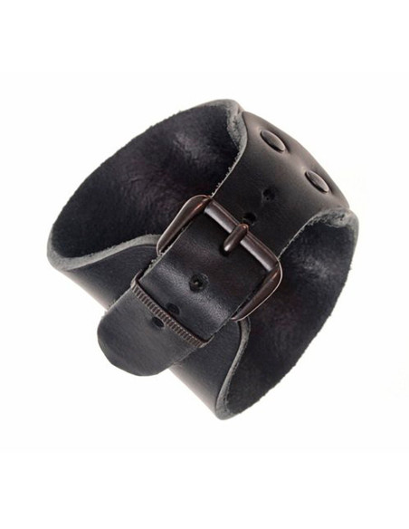 Pulseira nó celta e relevos em couro