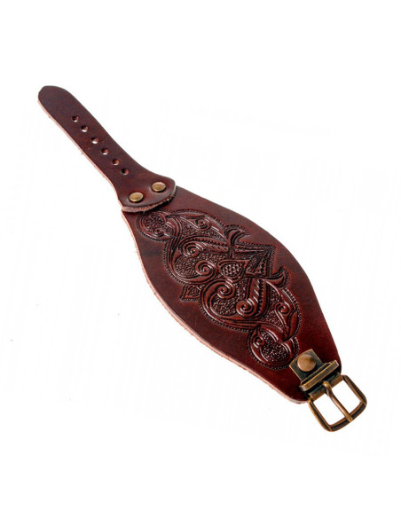 Pulseira medieval com relevos em couro