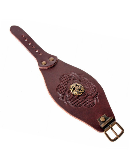 Pulseira nós celtas com relevos em couro