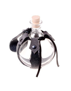 Garrafa de vidro com baldric de couro para suas poções... 2