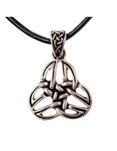 Pingente espiral Celtic Triquetra com pulseira de couro...
