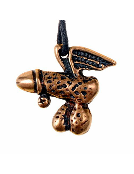 Pingente medieval e amuleto fálico alado