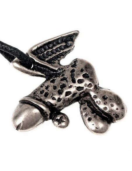 Pingente medieval e amuleto fálico alado