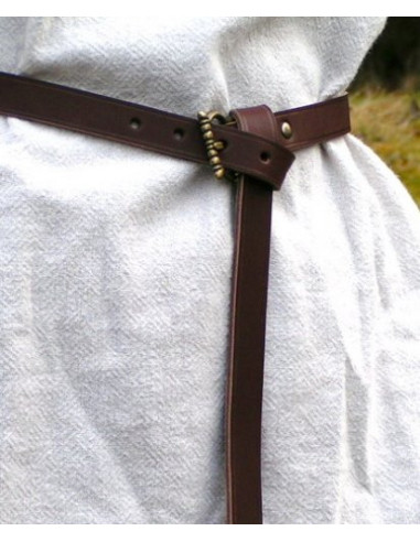 Cinto longo medieval de flores com fivela dupla, séculos 13 a 15