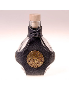 Frasco de vidro com baldric para pomadas e poções...