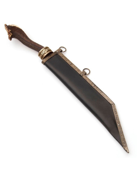 Faca Viking Seax longa com gravuras