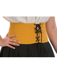 Espartilho baixo medieval na cor mostarda