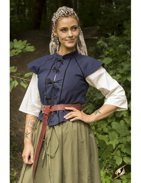 Colete medieval mulher Tristan em azul