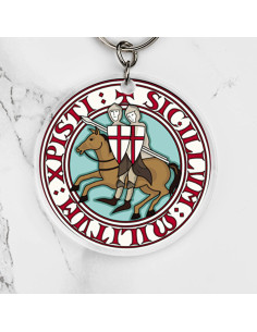 Chaveiro redondo Cavaleiros Templários em metacrilato, 6 cm. 2