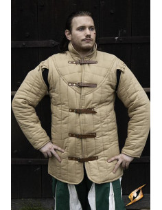 Gambeson acolchoado bege medieval