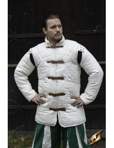 Gambeson branco natural acolchoado medieval