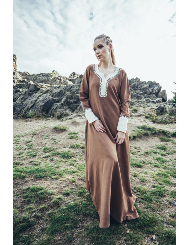 Vestido longo Viking Freya, cor areia