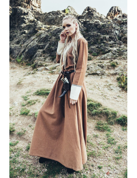 Vestido longo Viking Freya, cor areia