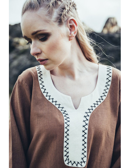 Vestido longo Viking Freya, cor areia