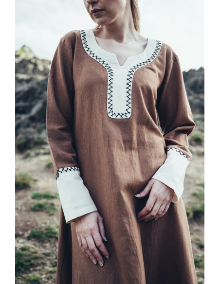 Vestido longo Viking Freya, cor areia