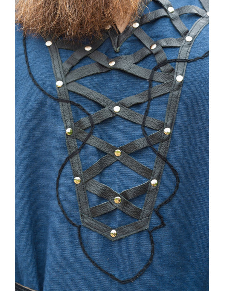 Túnica viking decorada Erik, azul escuro
