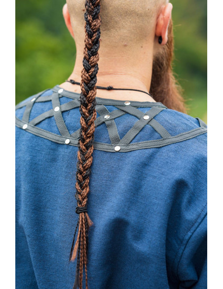 Túnica viking decorada Erik, azul escuro