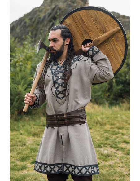 Túnica Viking decorada Erik, cor areia