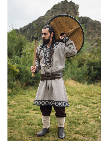 Túnica Viking decorada Erik, cor areia
