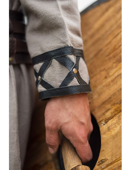 Túnica Viking decorada Erik, cor areia