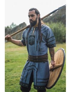 Túnica Viking de manga curta Rollo, cinza azulado 2
