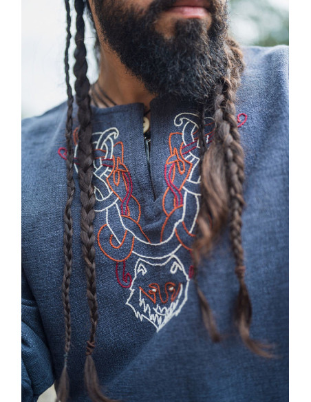 Túnica Freki Viking com bordados à...