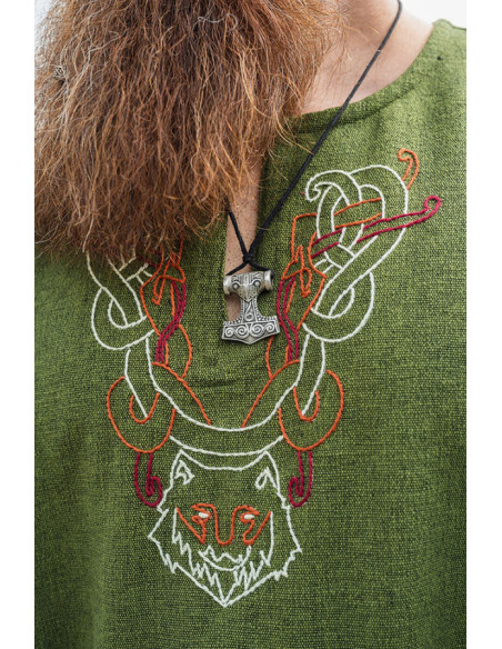 Túnica Freki Viking com bordados à...