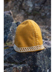 Modelo de chapéu de lã viking amarelo Yngvy