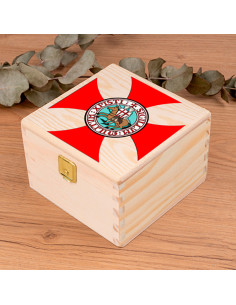 Caixa medieval Cruz Templários em madeira