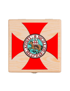 Caixa medieval Cruz Templários em madeira 2