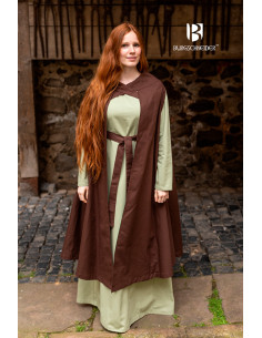 Manto medieval para mulher Morpheus em algodão, castanho