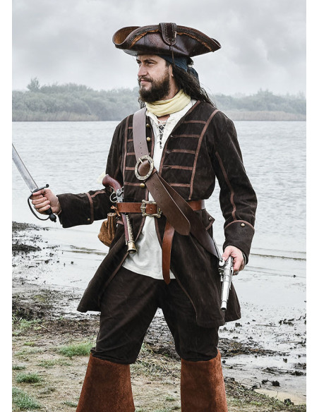Cinto de couro pirata com baldric e...