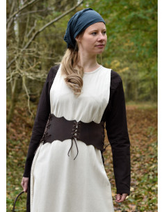 Cinto tipo espartilho com laços, cor marrom