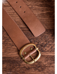 Cinto medieval de 135 cm. com fivela em latão, castanho 2