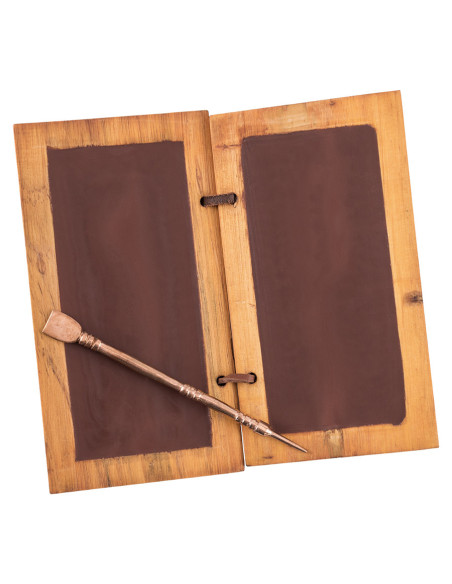 Livro de cera romano com lápis de bronze