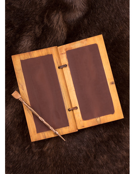 Livro de cera romano com lápis de bronze