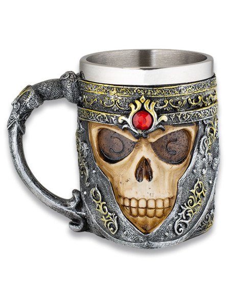 Caneca caveira em alumínio e resina