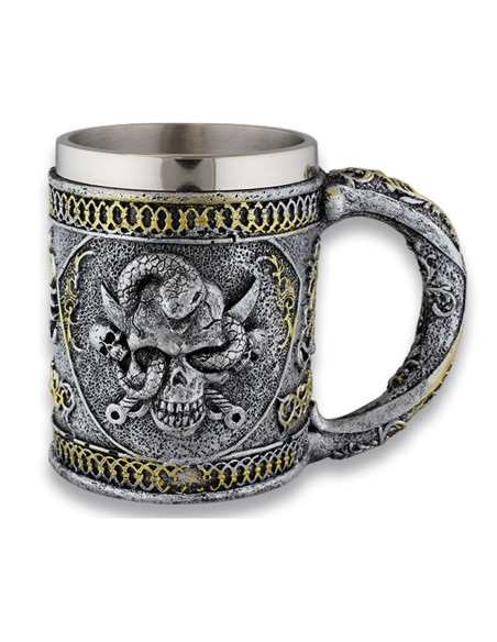 Caveiras de caneca e cobra em...