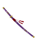 Decorativa katana lilás Enma de One Piece, madeira saya