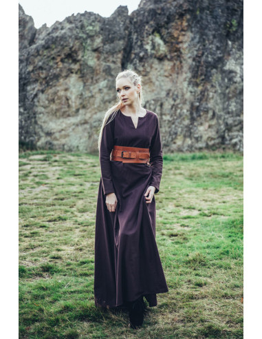 Vestido de mulher viking modelo Lina, castanho escuro