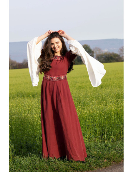 Yala nobre vestido medieval, com renda