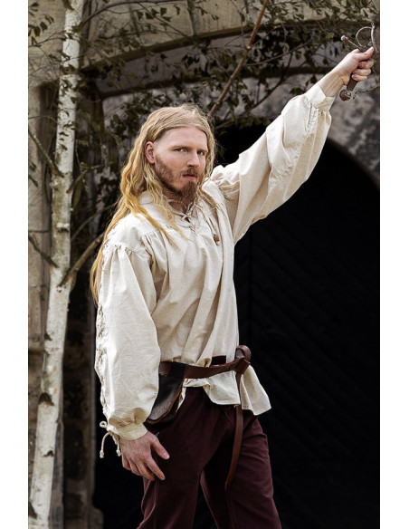 Camisa medieval gola alta com...