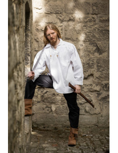 Camisola artur pirata com atacadores, branca