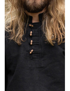 Camisa medieval em algodão grosso modelo Anton, preta 2
