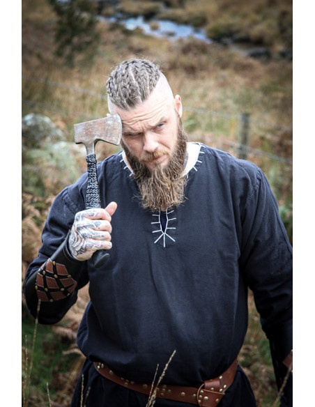 Túnica Viking com bordado Erwin, preta